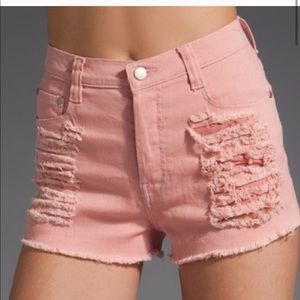 MINKPINK Slasher Denim Shorts- pink, XS
